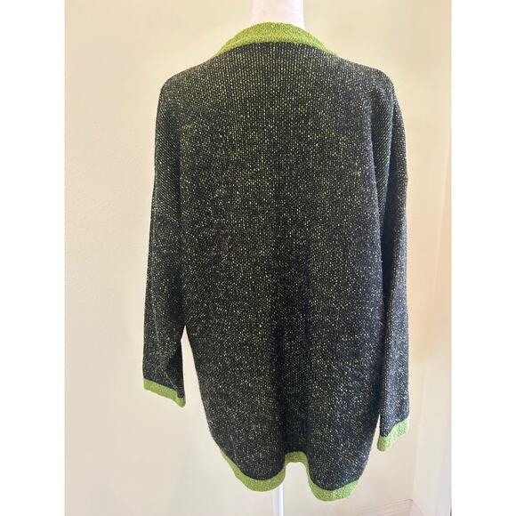 Wool Blend Sweater Tunic Pattern Green Made in Italy Oversized - Picture 2 of 8